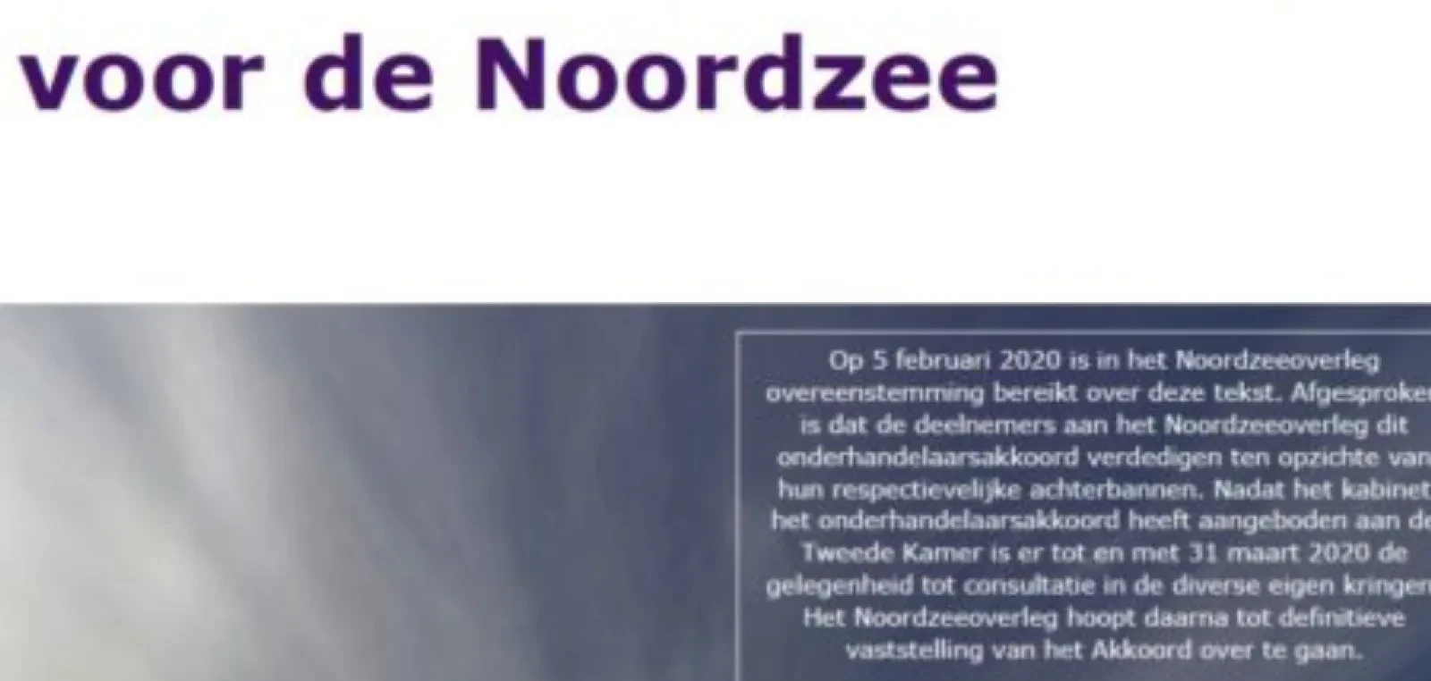 Onderhandelaarsakkoord voor de Noordzee