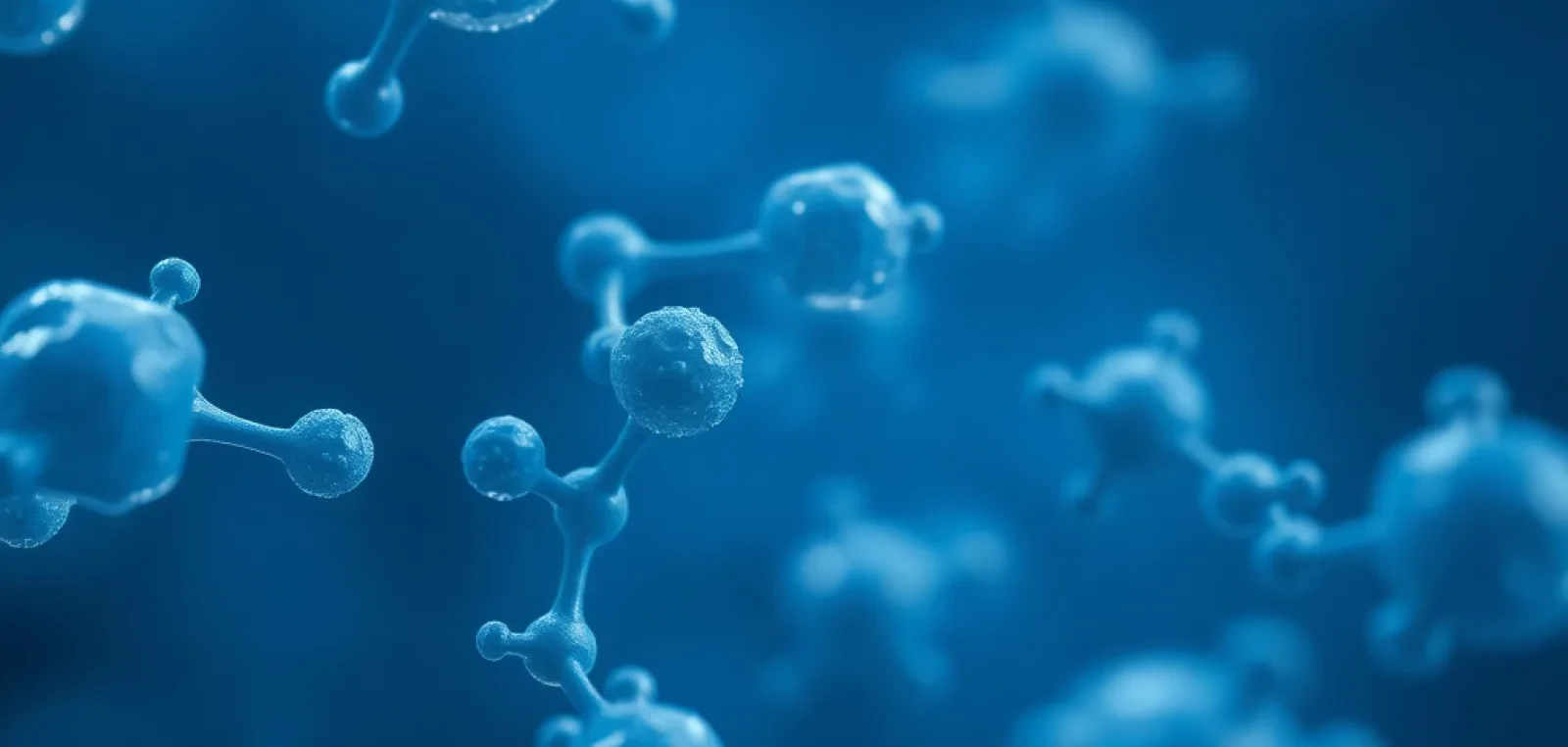 Abstracte weergave van CO₂-moleculen in donkerblauw